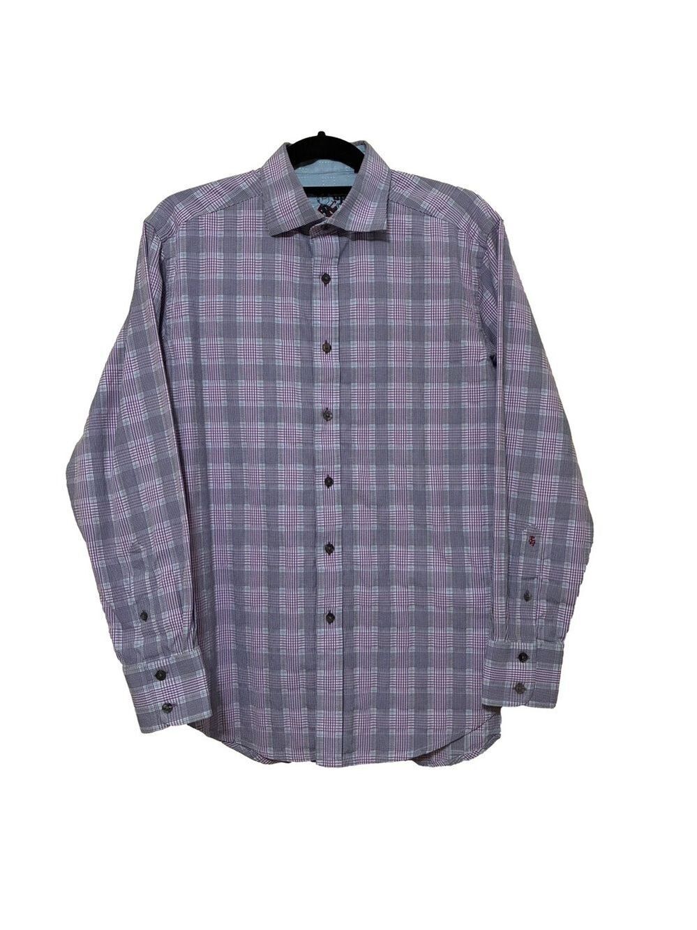 Robert Graham Dr’ess Up Button Up Shirt Men’s M Purple Plaid Flip-Cuff